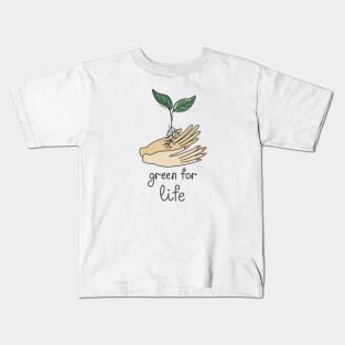 Hands holding green sprout Kids T-Shirt